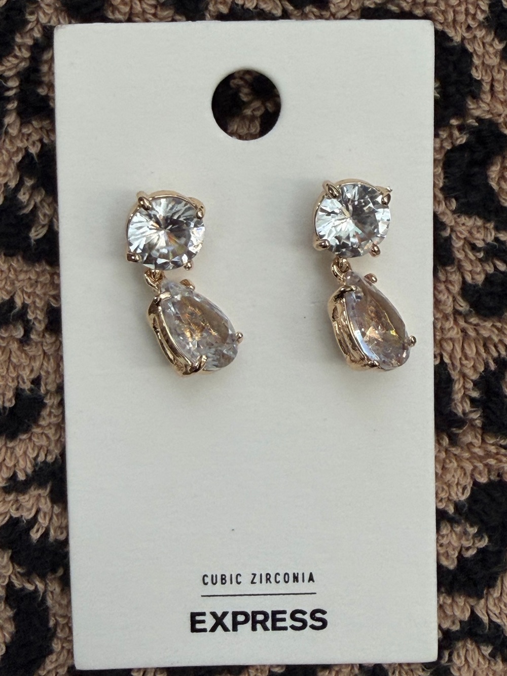 Express Gold-Tone Clear Crystal Drop Earrings